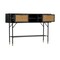 Armen Living Saratoga Console Table in Black Acacia with Rattan LCSRCNBL - alternate 2